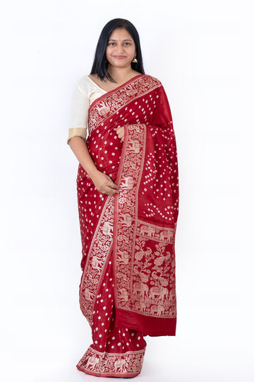 Bandhani Saree - Maroon