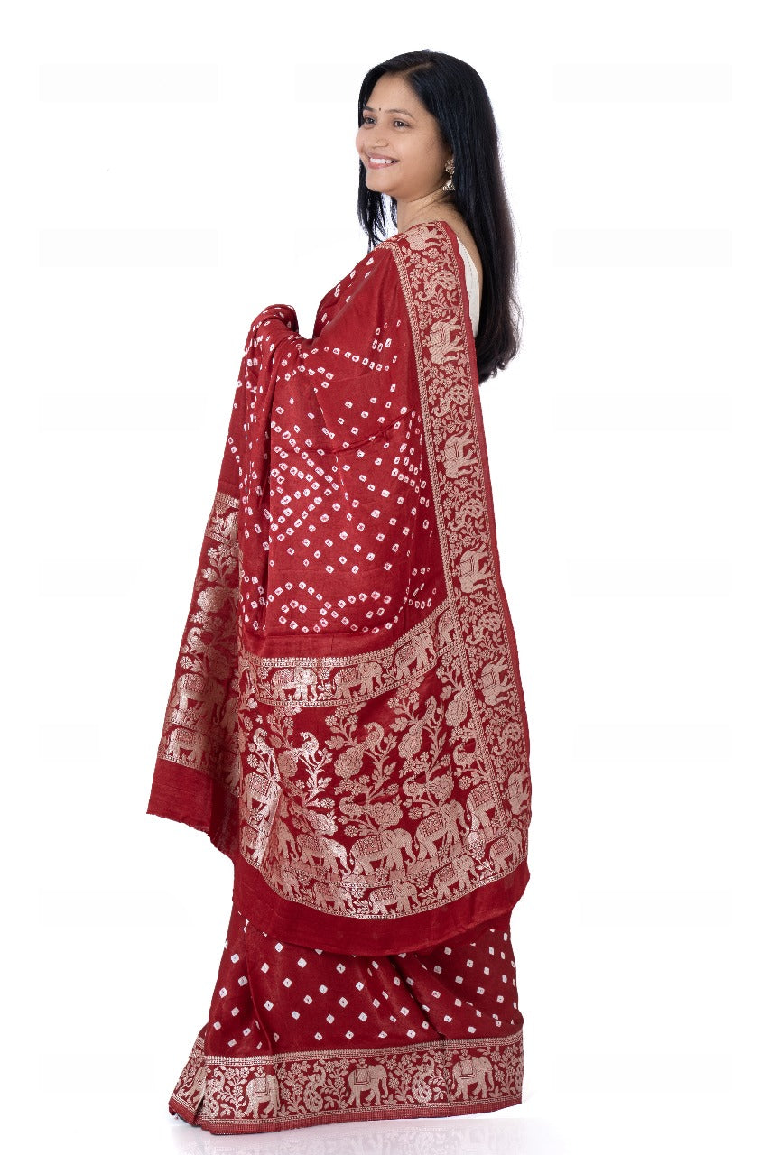 Bandhani Saree - Maroon